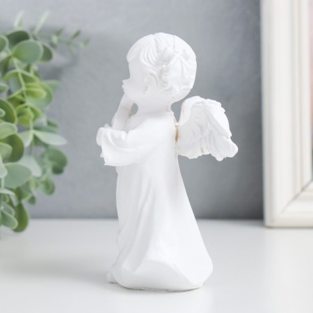 Polystone souvenir "Angel-girl plays" a snow-white mix 10x5.5x12 cm-4