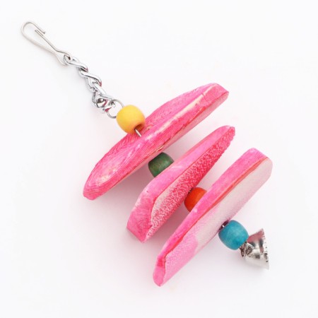 A toy for birds with a carapace carapace and beads, 14 x 6 cm, pink-5