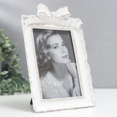 Photo frame Polystone 10x15 cm "Bant" white 14x20.5 cm-1