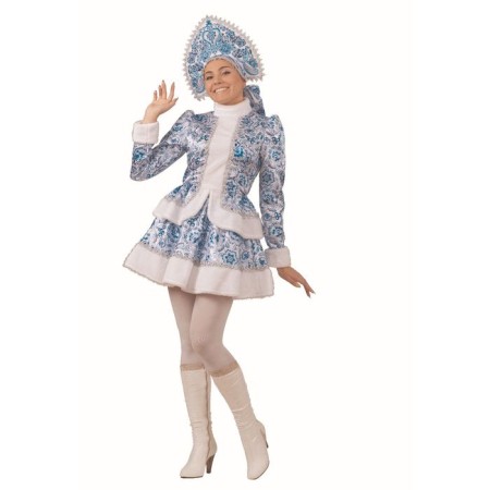 Snegurochka carnival costume, blue patterns, size 46, height 170 cm-2