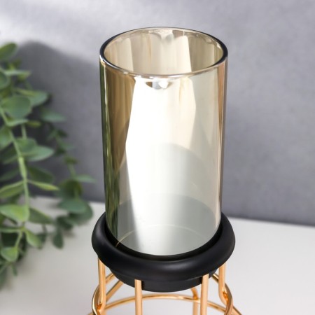 Summary Metal, glass for 1 candle "loft. Frame" gold 21x11x11 cm-3