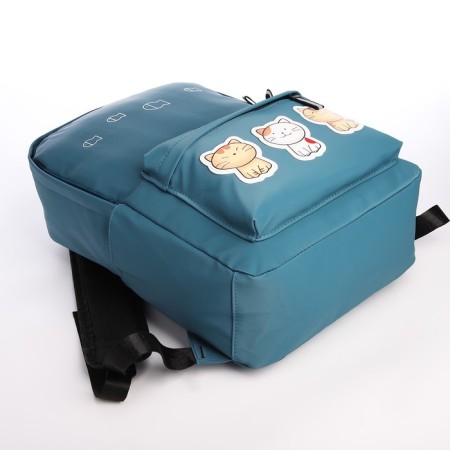 Young backpack from textiles on a zipper, waterproof, 4 pockets, green color-4