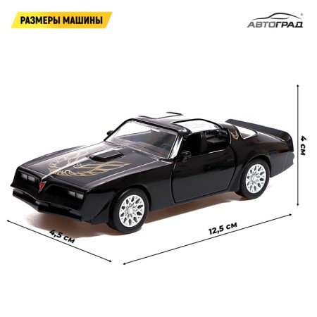 Metal machine Pontiac Firebird, 1:32, doors, inertia, black color open-1