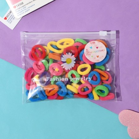 Hair elastic band "Mahrushka" (set of 80 pcs) tenderness, 2.5 cm, bright mix-1