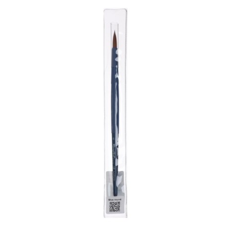 Watercolor brush, brown synthetics, round, ropeloff Aqua Blue Round No. 3, short blue handle, Soft-Touch clip coating-3