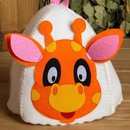 Bath cap with children's applique "Girafics" of felt-3