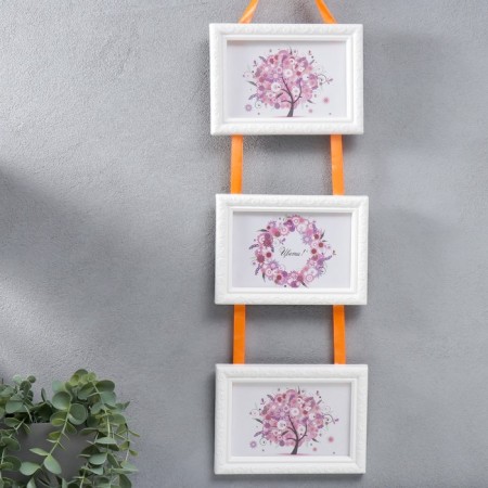 Triple photo frame on braid L-2 10x15 cm, white-4