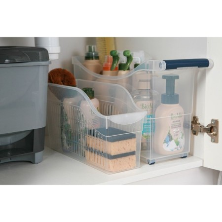 The storage container on the wheels Ricco, 10 l, 46.2 × 16.2 × 27.2 cm, with a pen, transparent-6