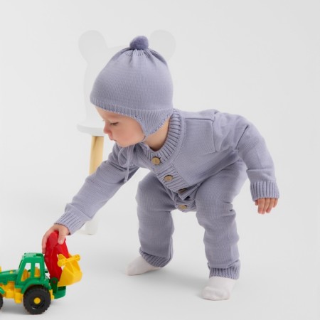 Combine Children's Knitted Minaku, height 62-68, gray-blue color-3