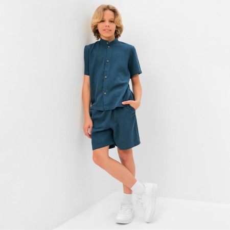Set for a boy (shirt, shorts) minku, blue color, height 116 cm-1