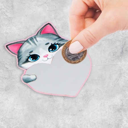 A valentine postcard with a scretch-layer “Most wonderful in life”, a kitten, 10 x 10 cm-3