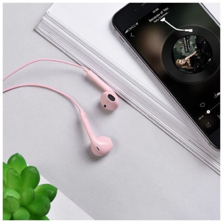 Hoco M55 headphones, wired, inserts, microphone, jack 3.5, 1.2 m, pink-4