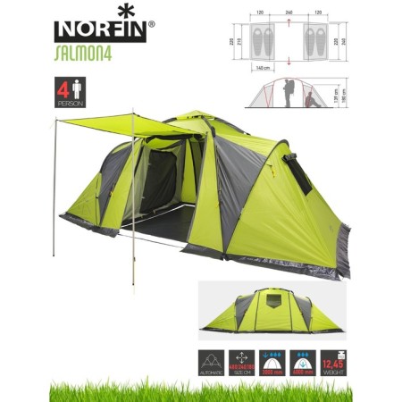 The semi-automatic tent is 4 seats. Norfin Salmon 4 NF