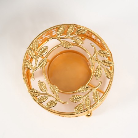 Summary metal per 1 candle "Circle. Wreath of leaves" gold d = 5.5 cm 11x11x5.6 cm-2