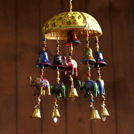 Interior suspension with bells "Elephants" 15x15x34 cm mix-5