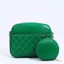 Bag Cross-Bodi with a zipper, green color