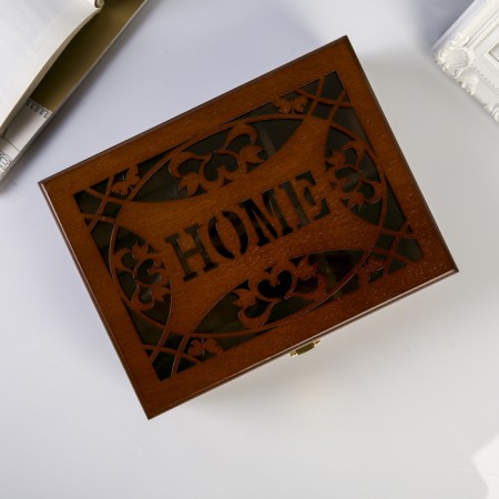 Casket wood for jewelry "Home" brown 7x17x21 cm-5