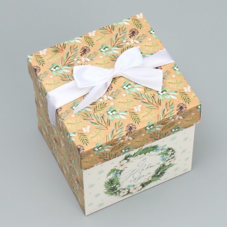 Folding box "New Year's Wreath", 15 x 15 x 15 cm, new year-1