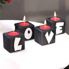 Interior candlestick 4 pcs with the inscription Love, color: 