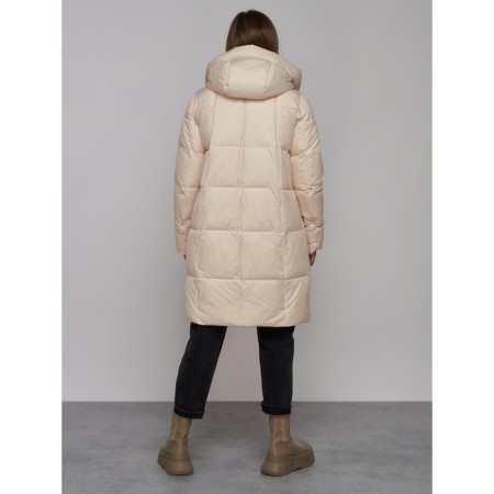 Coat insulated winter female, size 50, beige color-3