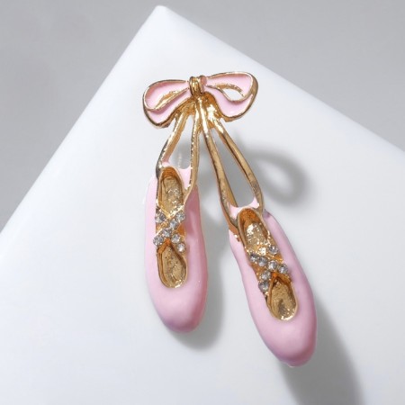 Brooch "Poins" ballerina, white-pink color in gold-2