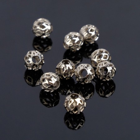 Crimp (clamping bead) SM-395 (set 10pcs), 6mm, silver color
