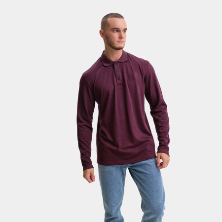Male polo with long sleeve, burgundy color, size 44 (s)
