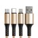 Cable keychain 3 in 1, microUSB/type -c/lightning - usb, 2.4 a, beige