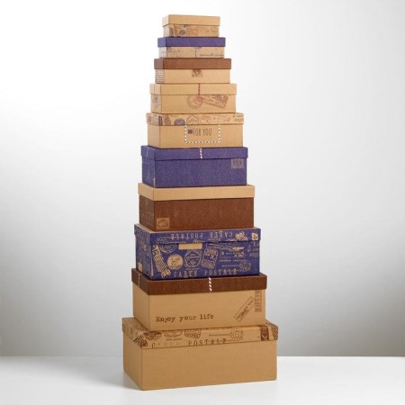 A set of craft boxes 10 in 1, gift packaging, “mail”, 12 x 7 x 4 - 32.5 x 20 x 12.5 cm-9