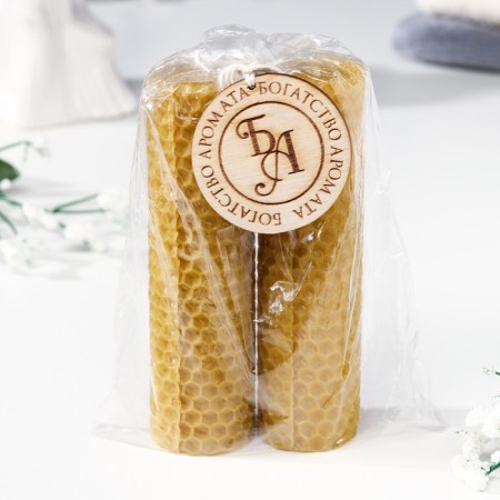 A set of candles from honey wax, 12 cm, 2 pcs-3