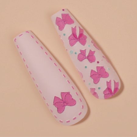 Bows, 12 pcs, with adhesive plates, ballerina, white/pink color, 12 pcs.-3