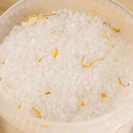 Salt scrub "Dobroparov" from white stone salt with orange oil and herbs, 550 grams-1
