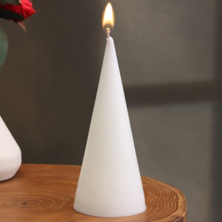 Decorative candle "cone", 6.5x14 cm, white