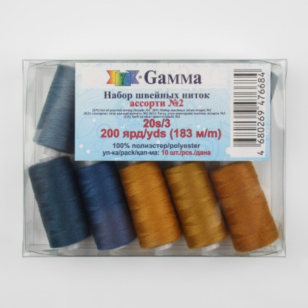 Denim threads 20s/3, 183 m, No. 2, 10 pcs, colorful color-1