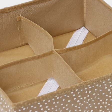 Organizer for storing linen of the Dolyan "Points", 4 cells, 29 × 29 × 10 cm, beige color-3