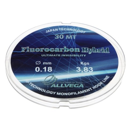 Monophile Flap ALLVEGA FLUOROCARBON HYBRID, diameter 0.18 mm, test 3.83 kg, 30 m, fluorocarbon 65%