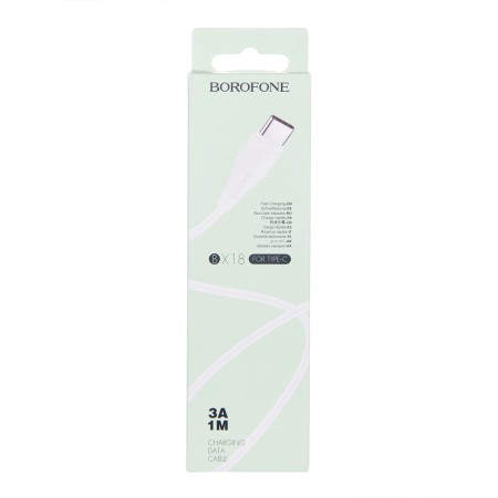 Cable Borofone BX18, Type -C - USB, 3 A, 1 m, PVC braid, white-1