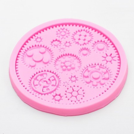 Mold Dolyana "gears", silicone, 10.5 × 10.5 cm, pink color-1