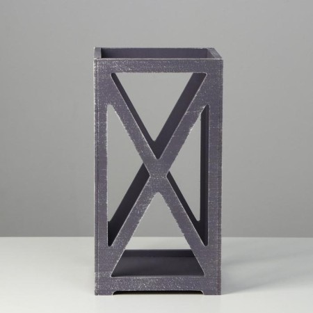 Kashpo wooden 14 × 14 × 26 cm "Lantern High-tech Provence", gray graphite-1