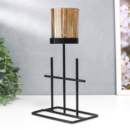 Summary Metal, glass for 1 candle "Arcana" D-5 cm, black 8.4x12.8x22.5 cm-3