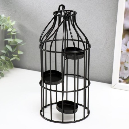 Climber Metal 3 Candles "bottle" black 21x10x10 cm-1