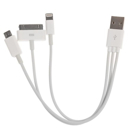 Cable 3 in 1 Luazon, Microusb/Lightning/iPhone 30 -Pin - USB, 1 A, 0.2 m, white-5