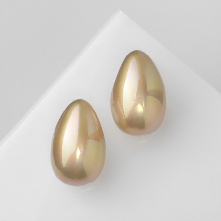 Earrings plastic "drop" smooth max, beige color-2