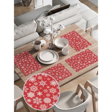 A set of napkins for setting the Christmas Snowflakes table, rectangular, rounded edges, size 30x46 cm, 4 pcs-1