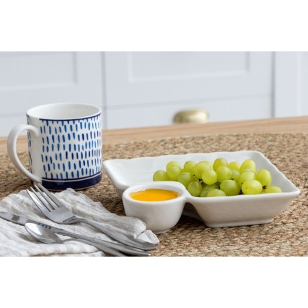 Ceramic dish with bon appetit sauce, 18.6 x 17.5 x 4 cm, white color-4