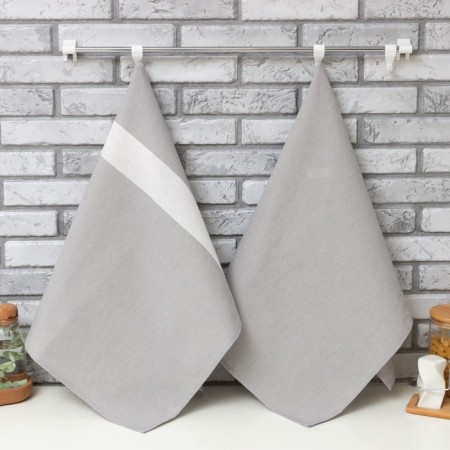 Set of towels "Ethel" 2 pcs, col. Gray, 100% cotton, 163 g/m2