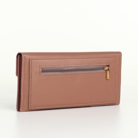 Women's wallet on the button, brown color-1