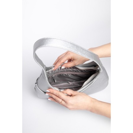 Women's bag with zipper, silver color-5