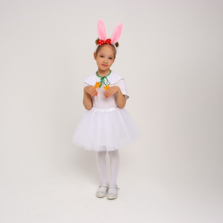 Carnival costume "Bunny white with rim", height 98-128 cm-2