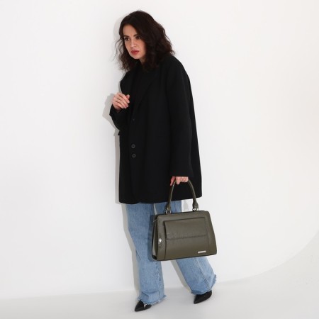 Women's bag El Masta with a zipper, 2 outer pockets, a long belt, khaki color-7